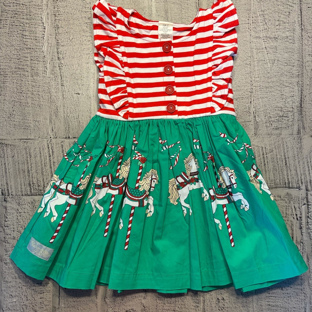 NWOT Eleanor Rose Christmas striped carousel dress 2